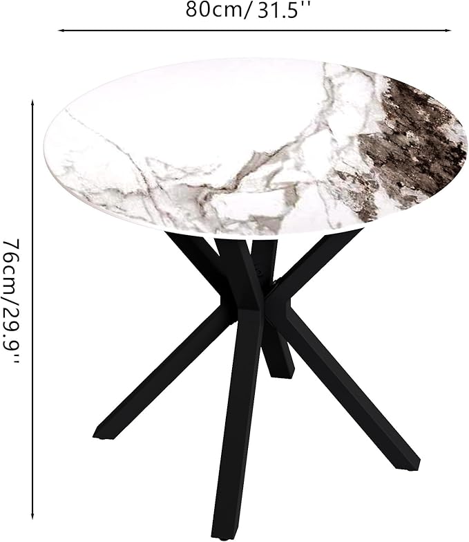 Round Faux Marble Dining Table Modern 32 Inch Kitchen Table - Image 2
