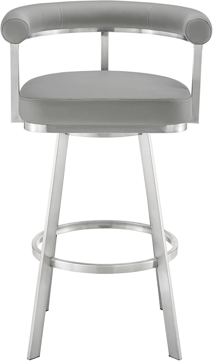 Armen Living Magnolia Swivel Counter Stool in Brushed Stainless Steel - Image 4