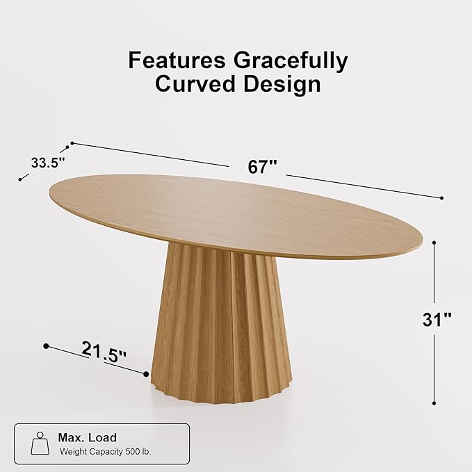 Casaphoria 67" Oval Dining Table, Modern Wood Kitchen Table - Image 2