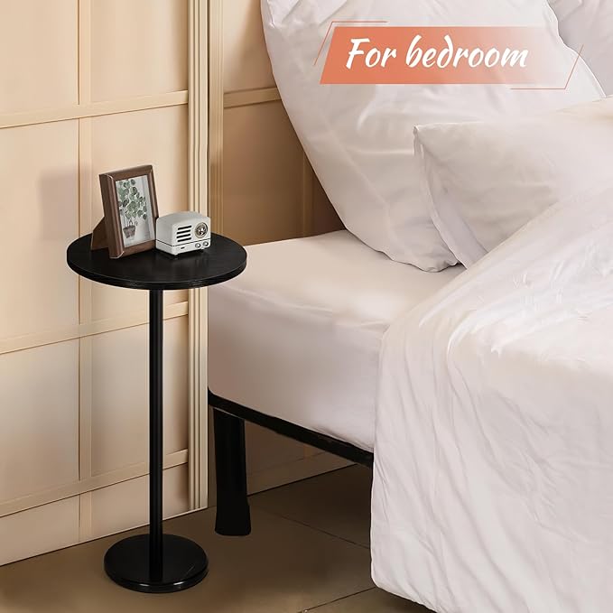 smusei Drink Tables for Small Spaces Pedestal Side Table Set of 2 Small Round - Image 7