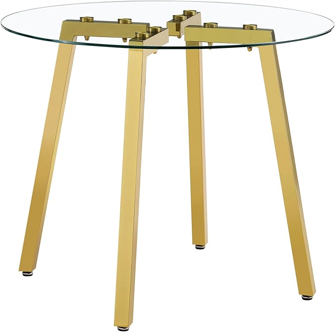Round Dining Table for 4 Modern 36" Round Glass Dining Table Kitchen Table - Image 3