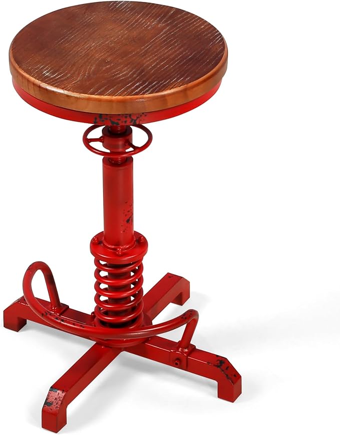 LOKKHAN American Antique Steampunk Bar Stool 24.41"-28.35" Vintage Industrial - Image 6
