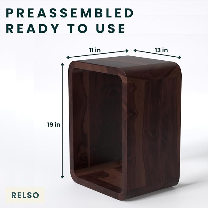 Relso Aurora End Table Solid Sheesham Wood Nightstand - Image 2