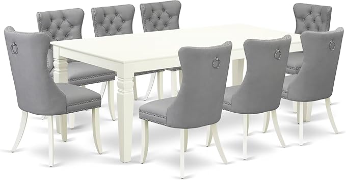 East West Furniture LGDA9-LWH-27 9 Piece Dining Room Set Includes a Rectangle by EastWestFurniture