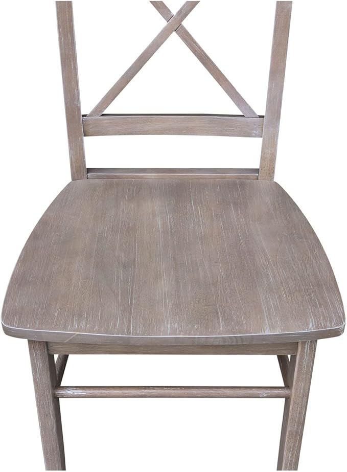 X-Back Dining Chairs Set of 2 Washed Gray Taupe Solid Wood Parawood Construction - Image 11