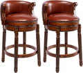 Cow top Leather Wooden Bar Stools, 29.5" Bar Height Bar Chair by AULIFE