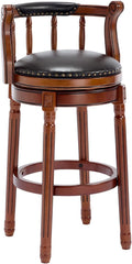 Cow top Leather Wooden Bar Stools, 360 Degree Swivel Bar Height Chair by AULIFE