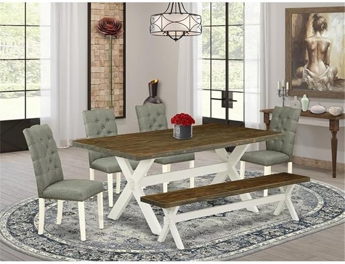 East West Furniture X077EL207-6 6 Piece Kitchen Table & Chairs Set Contains a - Image 2