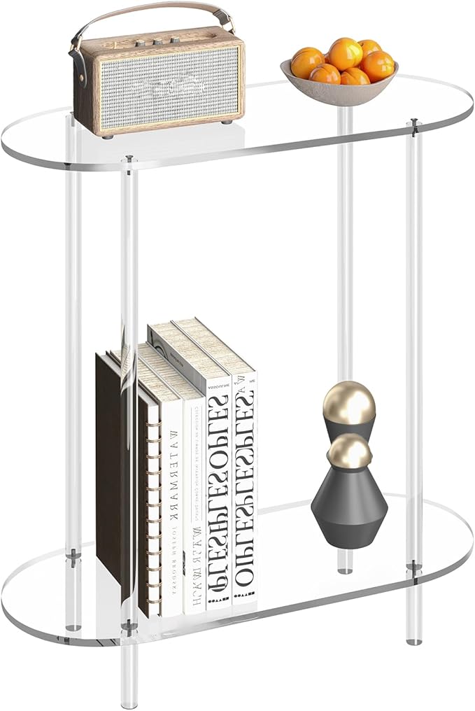 Acrylic Console Table, 2-Tier Oval Frame Sofa Table, 29.53" Small Modern by Unknown