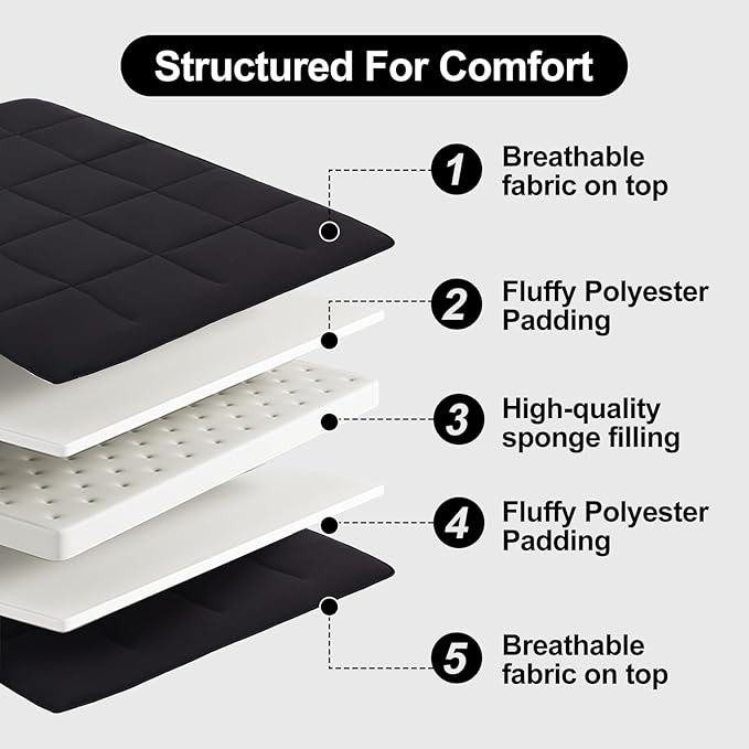 Tiita Floor Mattress Memory Foam Mattress Topper, Portable Roll Up Travel Car - Image 9