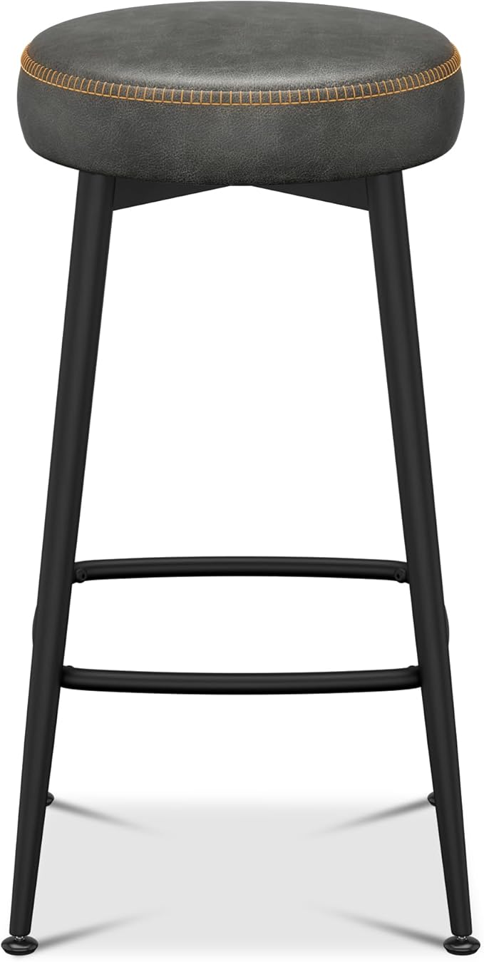 Counter Height Bar Stools, Upholstered Faux Leather Kitchen Counter Stools - Image 6