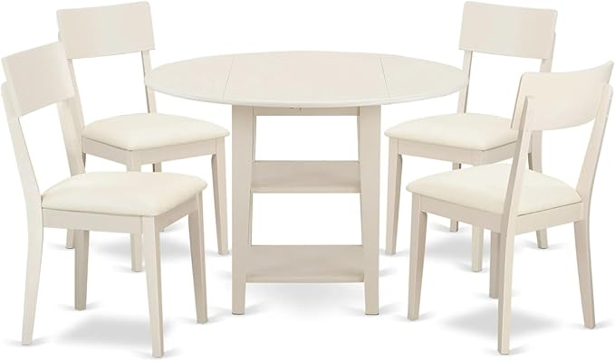 East West Furniture SUAD5-LWH-LC 5 Piece Dining Room Furniture Set Includes a by EastWestFurniture