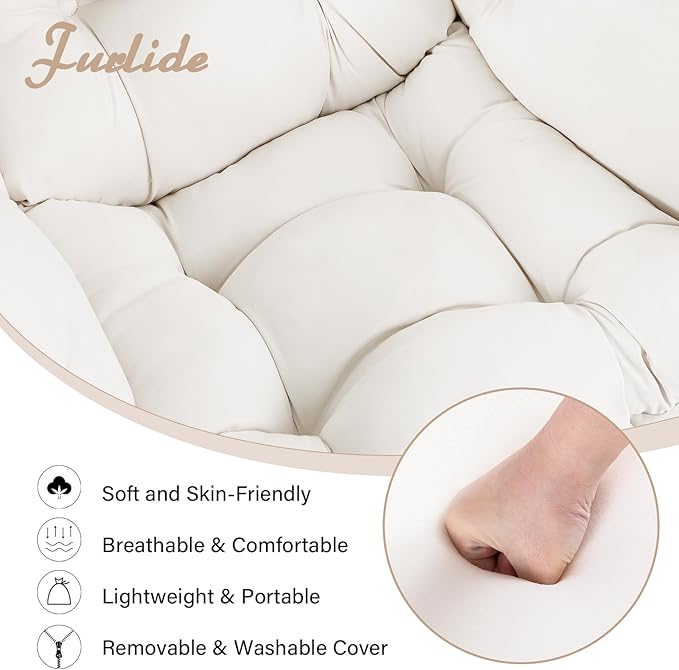 Lazy Chair with Ottoman, Comfy Fabric Accent Lounge Arm Chair with Lumbar - Image 9