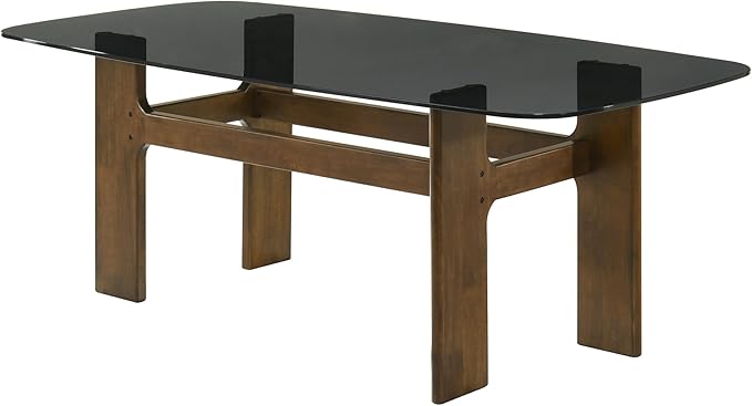 Armen living Ileena Mid-Century Modern 7-Piece Wood Dining Set in Walnut - Image 3