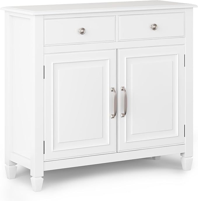 SIMPLIHOME Connaught 40-inch Wide Solid Wood Storage Cabinet in White by SimpliHome