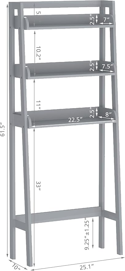 UTEX Over Toilet Bathroom Organizer, 3-Tier Above Toilet Storage Shelf Rack - Image 3