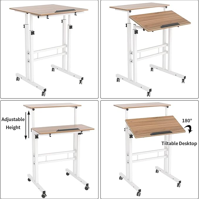 soges 23.6inches Height Adjustable Desk Laptop Desk on The Wheels, Rolling - Image 6