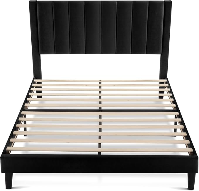 SHA CERLIN Queen Bed Frame/Velvet Upholstered Platform Bed Frame - Image 9
