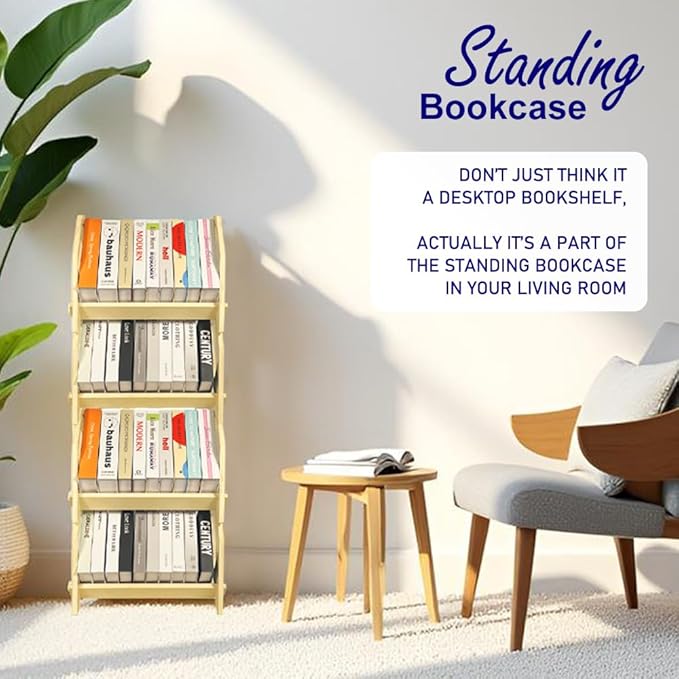 2 Pack Desktop Bookshelf, Stackable Book Organizer - Image 4