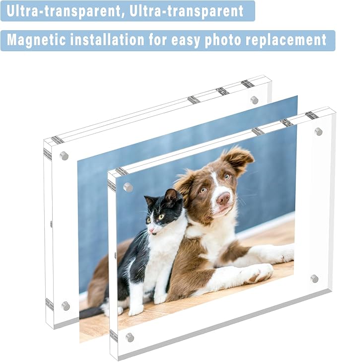 HELPLEX 2 Pack 6x6 Acrylic Picture Frames, 24mm Thicker Square Frameless Clear - Image 3