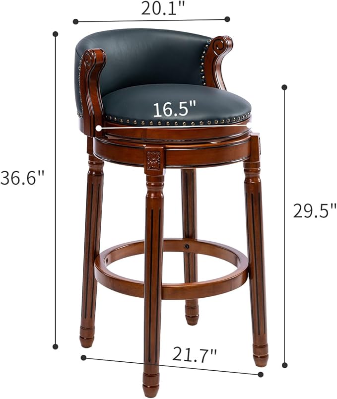 Cow top Leather Wooden Bar Stools, 29.5" Bar Height Bar Chair - Image 3