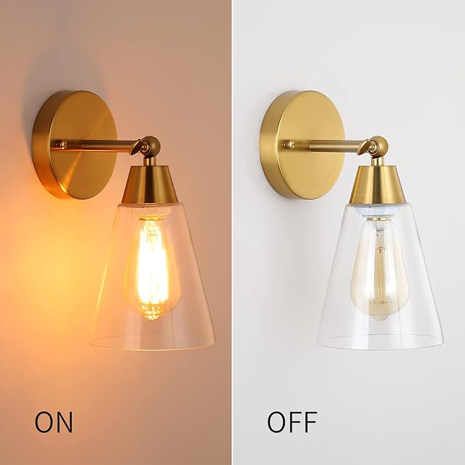 MWZ Gold Wall Sconce Set of 2, Modern Brushed Brass Sconces Lighting - Image 7