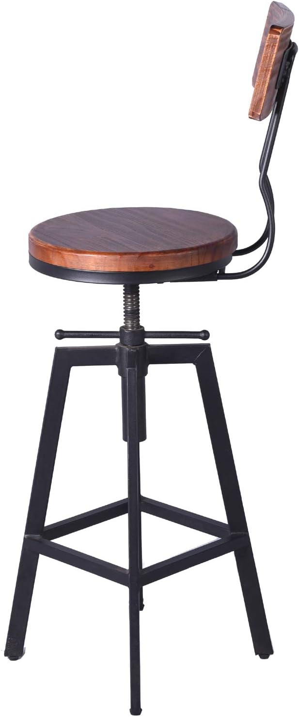 Diwhy Industrial Bar Stool Wood Metal Bar Stool, Adjustable Height Swivel - Image 8