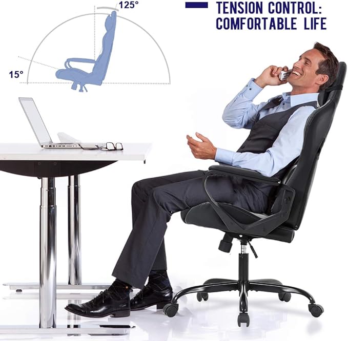BestOffice High-Back Gaming Chair PC Office Chair Computer Racing Chair PU Desk - Image 3