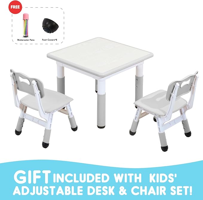 Kids Table & Chair Set with Adjustable Toddler-Safe Non-Slip Legs, Activity & - Image 3