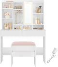 VASAGLE Vanity Desk with Mirror and Lights, Makeup Vanity with Upholstered by VASAGLEbySONGMICSHOME