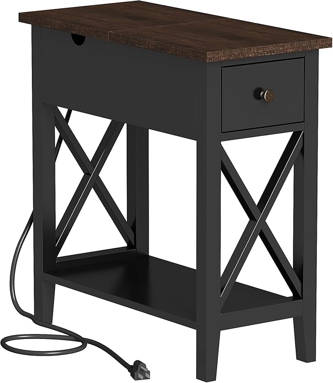ChooChoo End Table with Charging Station, Accent Small Side Table Nightstand - Image 3