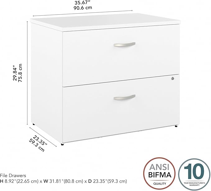 Bush Business Furniture Studio C Locking Lateral File Cabinet in White - Image 2