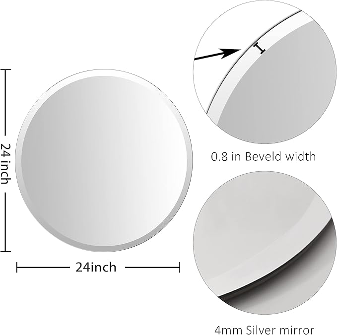 KOHROS Frameless Round Bathroom Mirror - Image 2