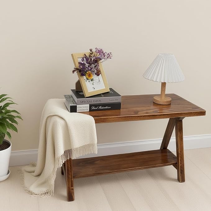 Solid Wood Entryway Bench，Farmhouse Bench - Image 7