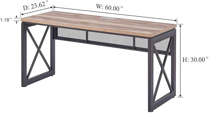BON AUGURE Computer Desk for Home Office, Sturdy Office Desk, Wide Wood Metal - Image 2
