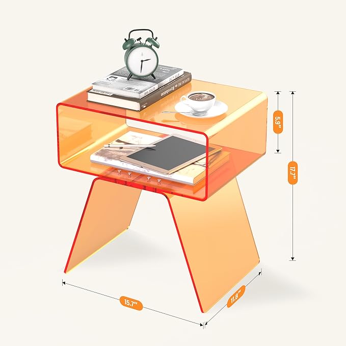 Acrylic Side Table with Easy Assembly Mini Modern End Table/Nightstand - Image 3