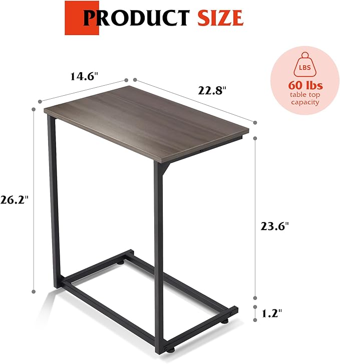 WLIVE C Shaped End Table, Small Couch Side Table - Image 3