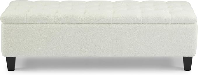 Christopher Knight Home Ottilie Boucle Fabric Storage Ottoman Bench, Wooden - Image 8