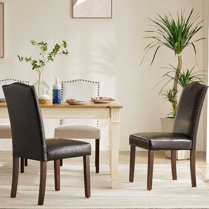 Kitchen Chairs Set of 6 Modern Upholstered Fabric Seat - Image 2