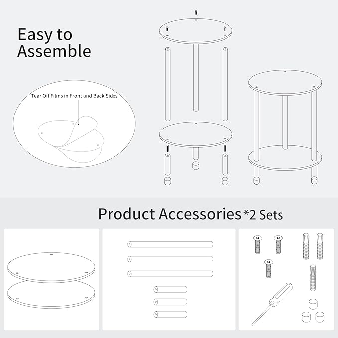 Clear Round Acrylic Side Table Set of 2 - Image 5