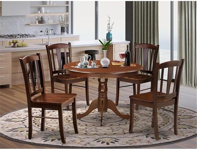 East West Furniture HLDL5-MAH-W 5 Piece Kitchen Table Set - Image 2