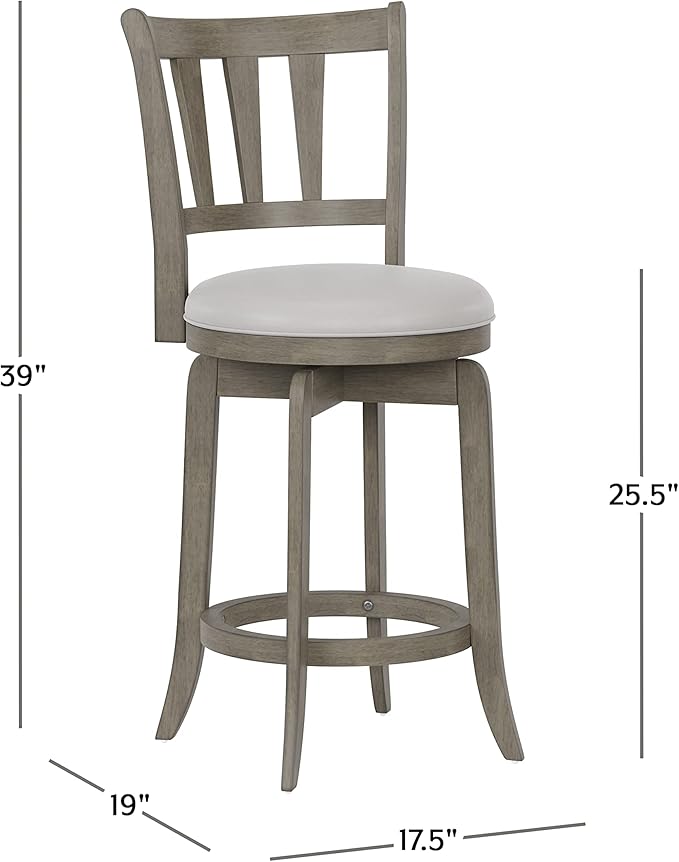 Hillsdale Presque Isle 26" Wood Swivel Counter Height Stool, Aged Gray - Image 3