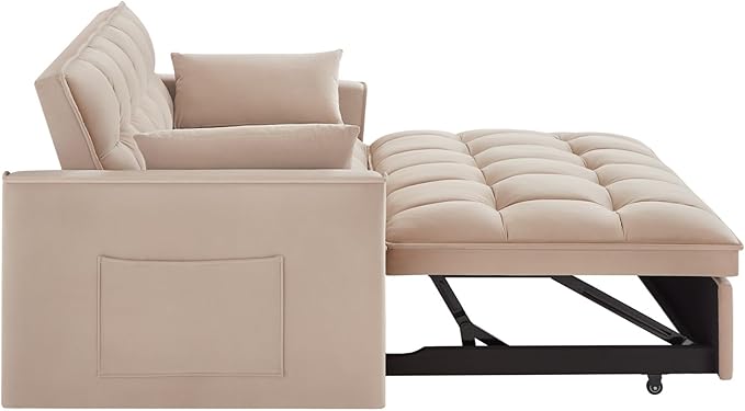 KEIKI Velvet Loveseat Convertible Sofa Bed Sleeper Chair - Image 7