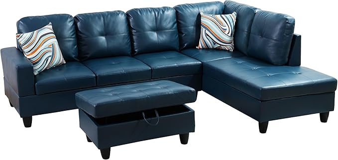 Couches for Living Room PU Leather L Shaped Couch Comfy 3 Pieces Sectional Sofa - Image 3