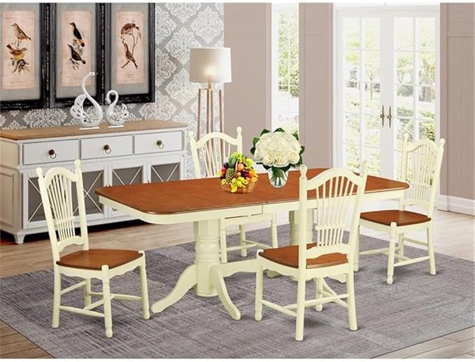 East West Furniture NADO5-WHI-W 5 Piece Kitchen Table Set - Image 2