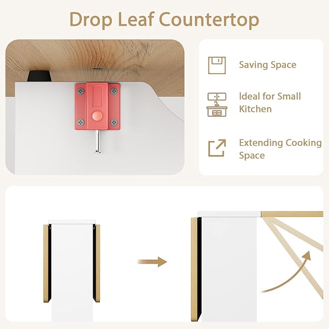 IDEALHOUSE Folding Dining Table, Drop Leaf Table - Image 6