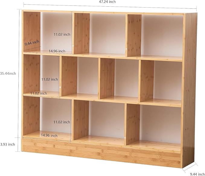 Maydear 47.24” Bamboo Bookshelf, 10 Cube Bookshelf - Image 2