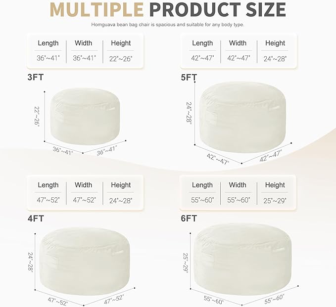 Homguava 6 FT Bean Bag Chair: 6' Bean Bags - Image 2