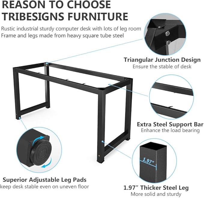 Tribesigns Modern Simple Computer Desk, 47 inch Vintage Office Desk Computer - Image 6