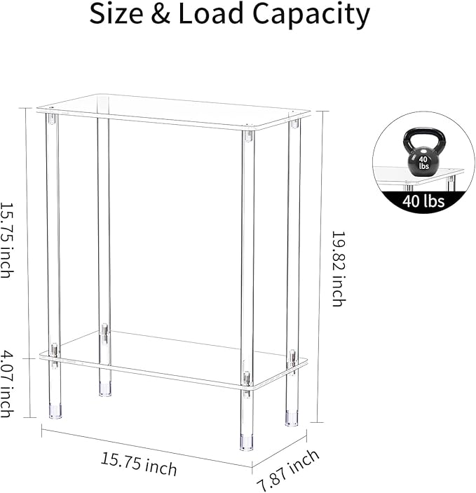 Clear Acrylic Narrow Side Table Set of 2 - Image 3